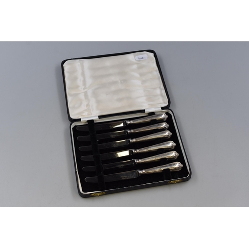 53 - Set of Six Silver Handled Butter Knives Complete with Presentation Case