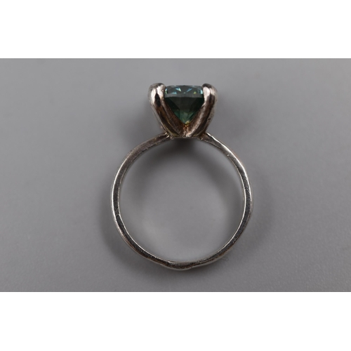 58 - Silver 925 Turquoise Gem Ring (Size N)