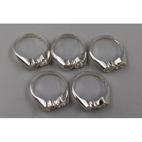 59 - Five Hallmarked Silver Love Heart Rings