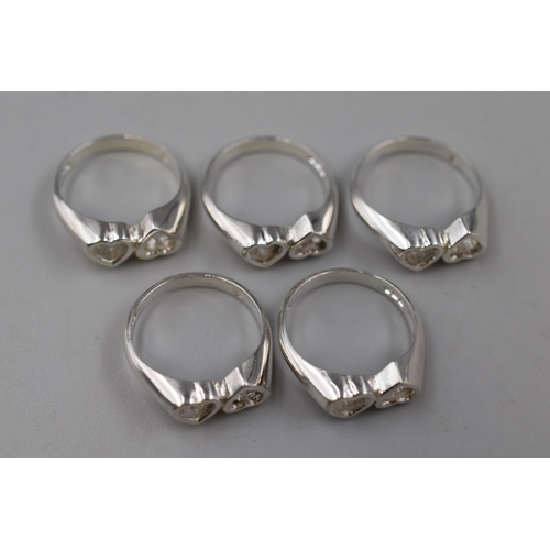 60 - Five Hallmarked Silver Love Heart Rings