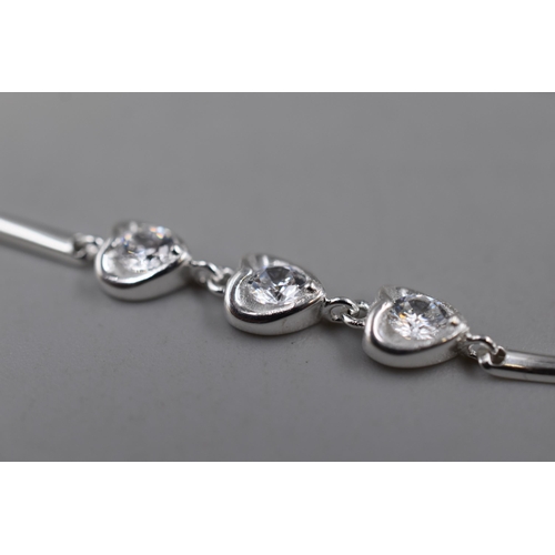 67 - Silver 925 Heart Shaped Stoned Bracelet Complete with Presentation Box