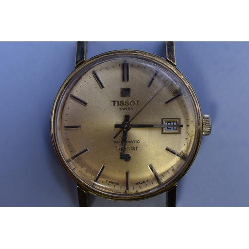 81 - Gold Plated Automatic Tissot Seastar Watch Face (Not Working)