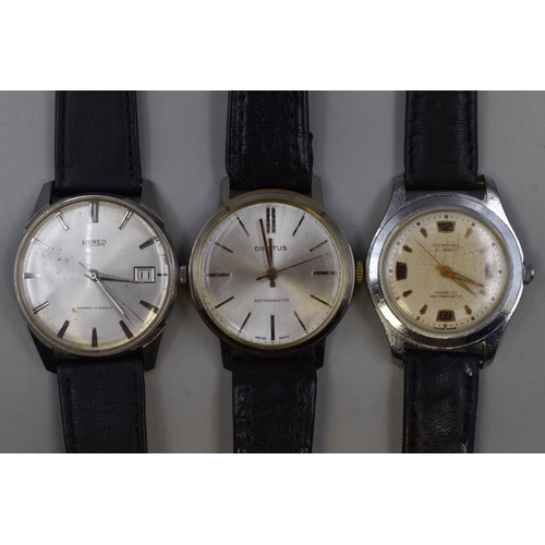 101 - Three Wind Up Watches to Include a 17 Jewel and 21 Jewel, Makes Include Diantus, Curtiss and Kered (... 