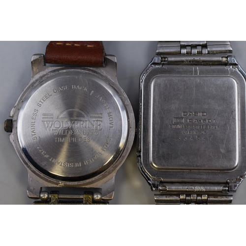 117 - Two Gents Watches To Include Casio Digital Calculator Watch, And Wolverine Wilderness Watch. Both Wo... 