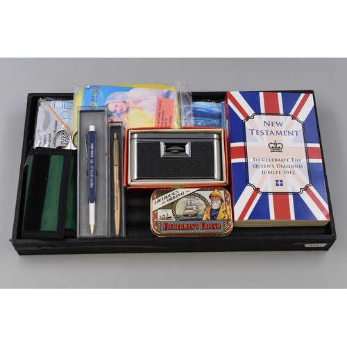 139 - Tray to Include New Testament Queen's Diamond Jubilee 2012 Book, Pocket Binoculars, St. George's Cha... 