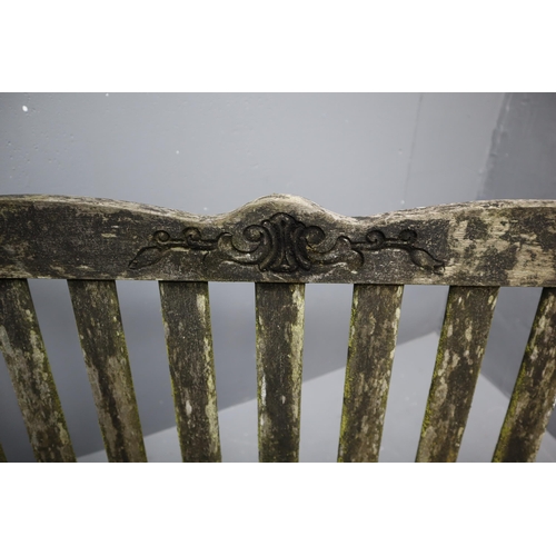 601 - Nice Solid Rustic Two Seater Garden Bench made by Nova with Detailed Carvings **No Postage** 50