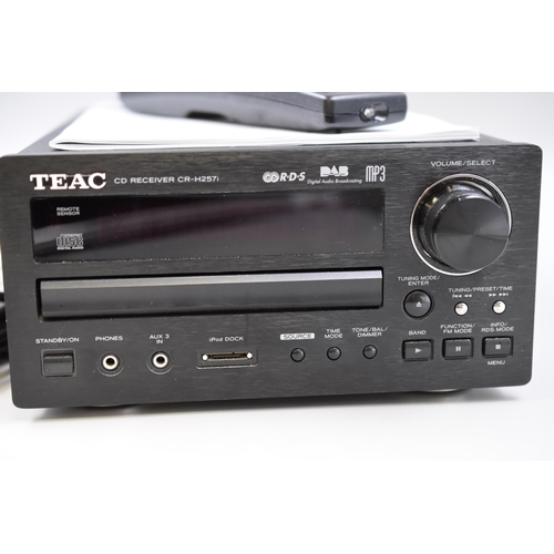 535 - Teac CR-H257i CD Receiver with iPod Dock and Remote Control (Powers On when Tested)