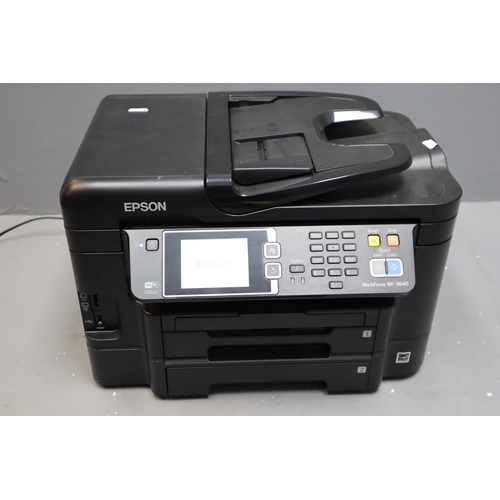 539 - EPSON WORKFORCE WF-3640 All-In-One Inkjet Printer (Powers On When Tested) NO POSTAGE