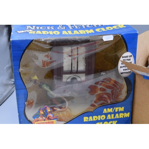 543 - A Selection of Chicken Run Memorabilia To Include Nick & Fletcher Radio Alarm Clock (Untested an... 