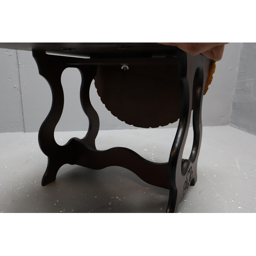 600 - Vintage Dark Wood Extending Side Table (17