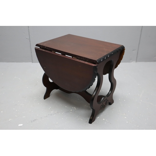 600 - Vintage Dark Wood Extending Side Table (17