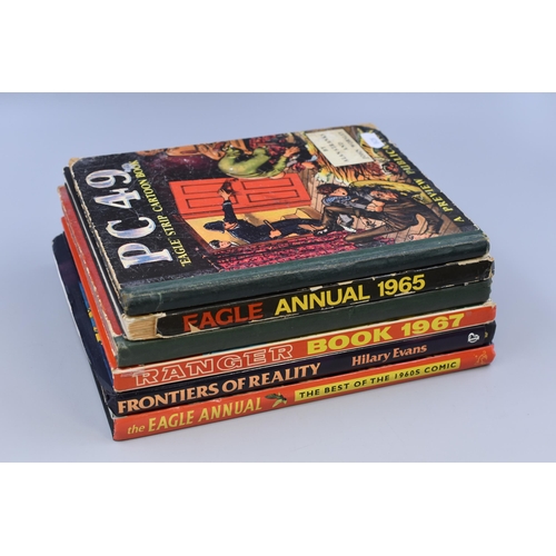 558 - Five Vintage Boys Annuals including Eagle, Ranger and PC49 together with The Frontiers of Reality By... 