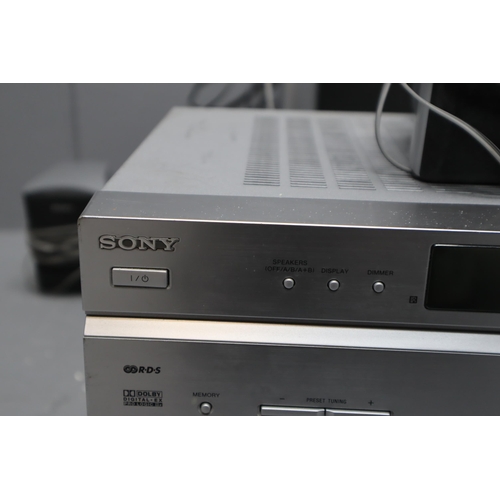 563 - A Sony Home Theatre System To Include CD/DVD Player (DVP-NS430, Powers On), DAB/FM/AM Tuner (ST-SDB9... 