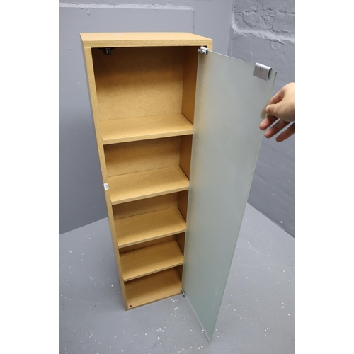 617 - A Pine Frosted Glass Door Shelving Unit, Approx 7