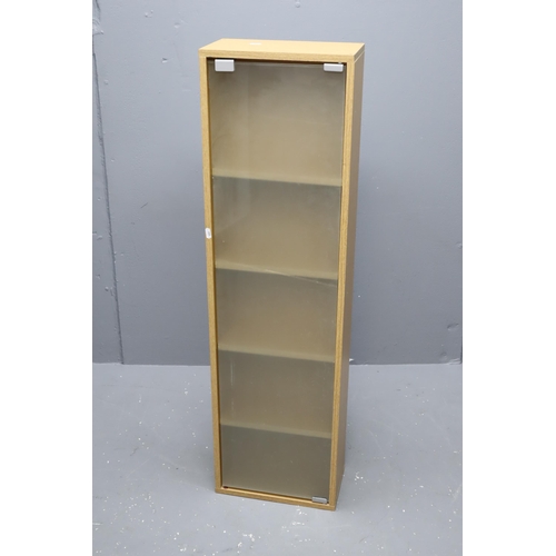 617 - A Pine Frosted Glass Door Shelving Unit, Approx 7