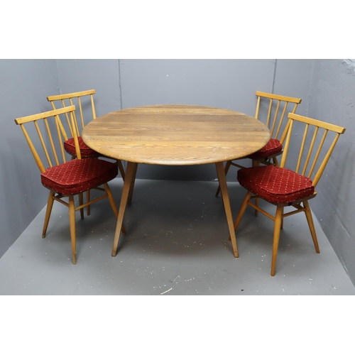 622 - Vintage 1960's Ercol Ercolani Blonde Drop Leaf Circular Dining Table and Four Matching Chairs in nic... 