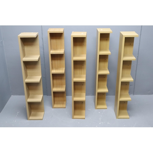 625A - A Set of Five Pine Horizontal Wall Mounted   Shelving Units, Approx. 7