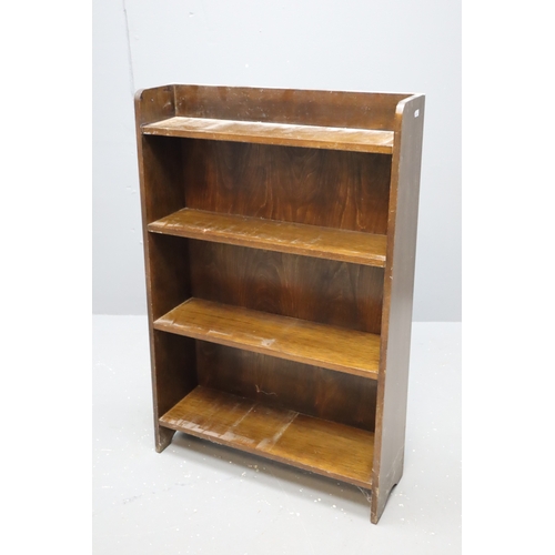 633 - Vintage Hand Made Teak Four Tier Church Style Freestanding Graduating Bookshelf Unit approx 36