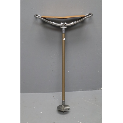 667 - A Small Pine Stool, With A Vintage Featherwate Shooting Stick