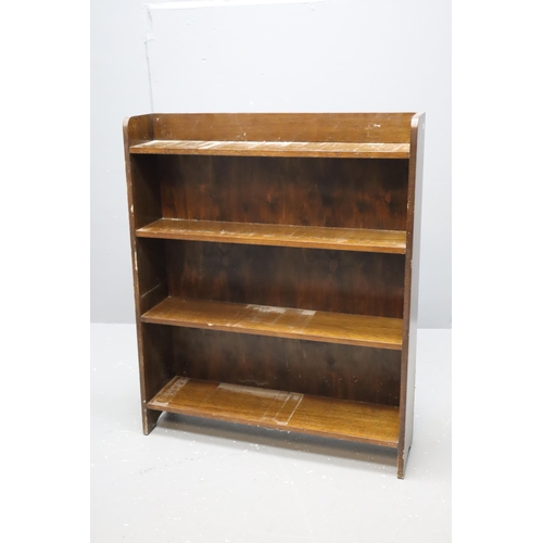 634 - Vintage Hand Made Teak Four Tier Church Style Freestanding Graduating Bookshelf Unit approx 36