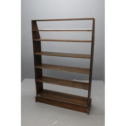 635 - Quality Mid Century Stained Pine Hand Made Seven Tier Graduating Bookshelf Display Unit approx 54