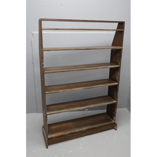 636 - Quality Mid Century Stained Pine Hand Made Seven Tier Graduating Bookshelf Display Unit approx 54