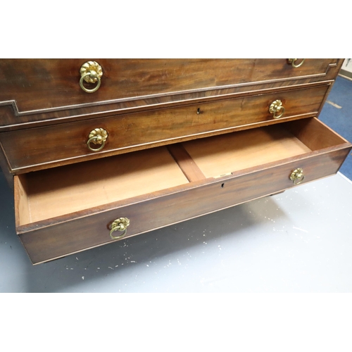 637 - Edwardian Three Sectional Linen Press Secreter Unit consisting of a Three Drawer Top Linen Storage U... 