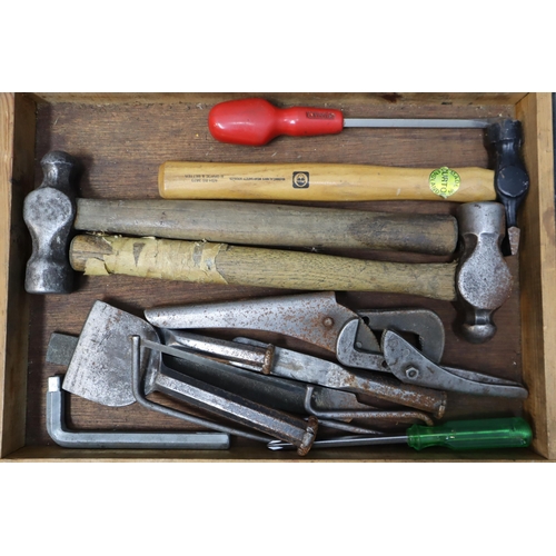 639 - Wooden Tool Chest with two trays containing a selection of tools including Putty Knives, Pocket Knif... 