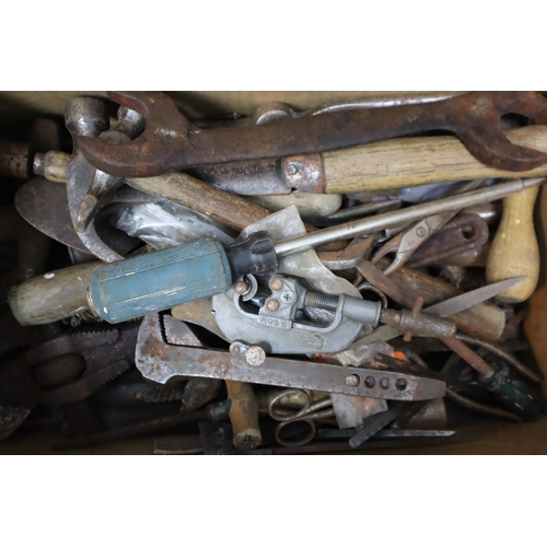 641 - A Selection of Assorted Vintage Tools To Include Enox Pipe Cutter, Hammers, Spanners, Wrenches, And ... 