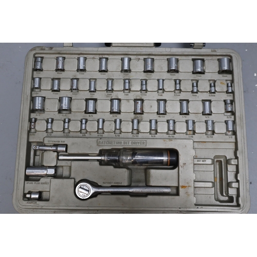 684 - A Cased Tool Set To Include Socket Set, Spanner Set, Claw Hammer, Measuring Tape, And More. Incomple... 