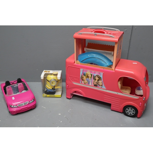 769 - Mixed Lot of Playtoys to include a Barbie Camper Van with furniture (1 wheel missing) and a Barbie S... 