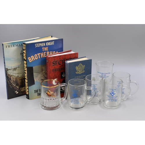 729 - A Selection of Freemasonry Items To Include Six Glasses (Northcliff Lodge), And Four Books (Freemaso... 