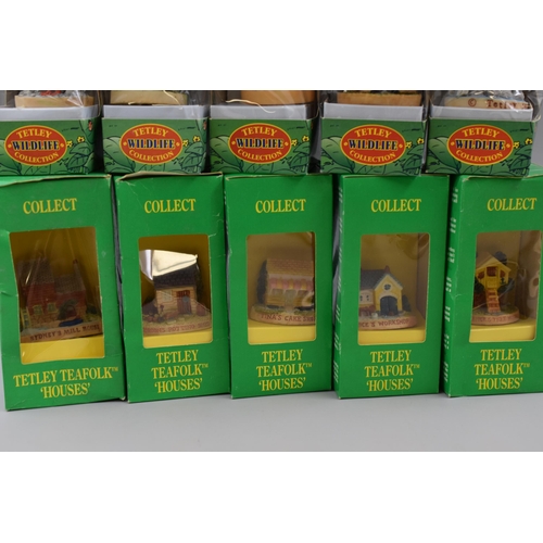 730 - Selection of 13 Tetley Teafolk Houses and Teapots in Original Boxes