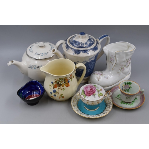 731 - A Selection of Ceramics To Include Johnson Bros Teapot, Aynsley Teacup and Saucer, Stavangerflint Fi... 