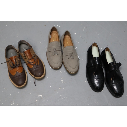 709 - Three Pairs of Men's Shoes To Include Kurt Geiger, Topman, And Other. Sizes 7.5 and 8