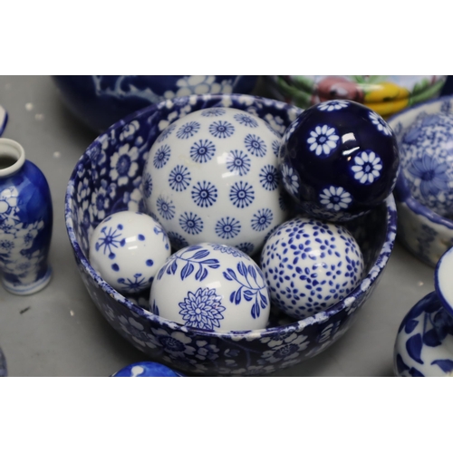 743 - Mixed Lot of Ceramics to include mainly Blue and White and a Boxed Coalport Posy Bowl