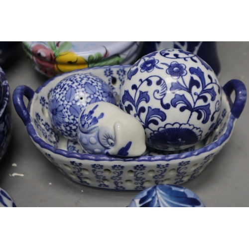 743 - Mixed Lot of Ceramics to include mainly Blue and White and a Boxed Coalport Posy Bowl