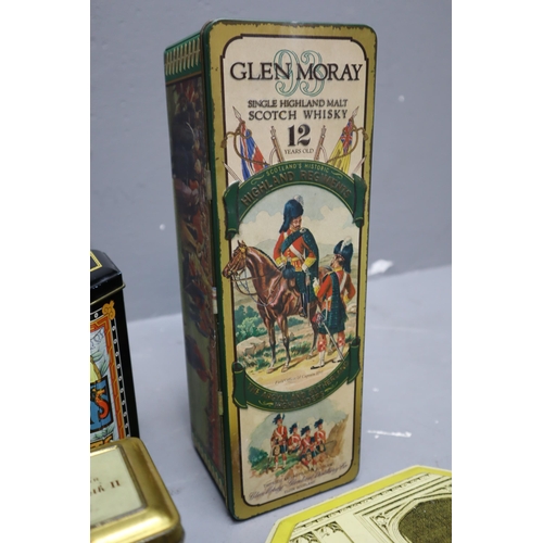 747 - Selection of 6 Vintage Promotional Tins including Lyons, Glen Moray, W R Jacob & Company and Mor... 