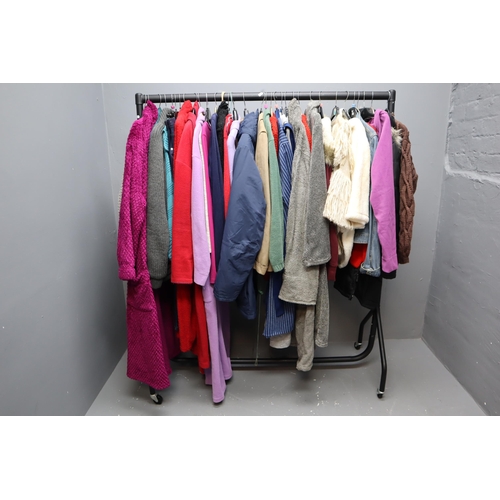 593 - Mixed Selection of Mainly Female Winter Clothes Including Jumpers, Coats and More Size S and M (Clot... 