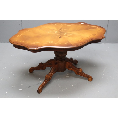 592 - An Inlaid Wooden Floral Italian Style Coffee Table, Approx 21