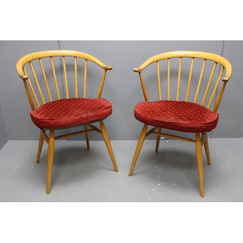 594 - Stunning Pair of Vintage 1960's Ercol Blonde Cowhorn Chairs complete with Cushions in nice sturdy co... 