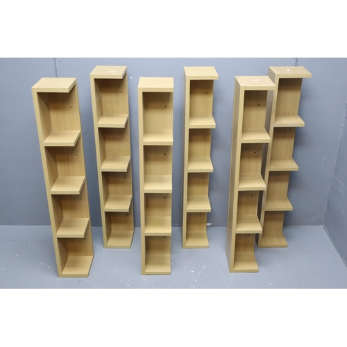 625 - A Set of Six Pine Horizontal Wall Mounted Shelving Units, Approx. 7