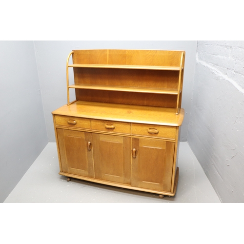 627 - Nice Quality Mid century 1960's Ercol Style Priory Light Oak Blond Elm Veneered Sideboard with Dress... 