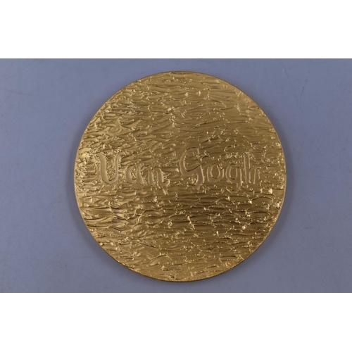 145 - Franklin Mint Gold on Bronze Vincent Van Gogh Laberceuse Medallion (60mm Dia) 109.43 grams