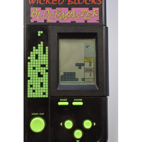 197 - Vintage Grandstand Blockmaster Wicked Blocks LCD Hand Held Computer Game Fully Working