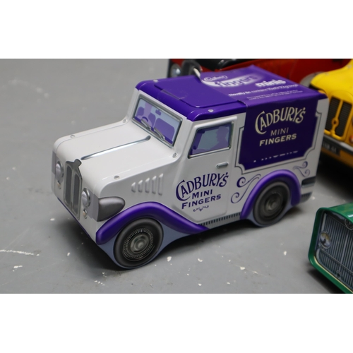 403 - Collection of Eleven Collectors Biscuit Tins to include Trucks, Buses, Trains, Vans, Boat and Racing... 