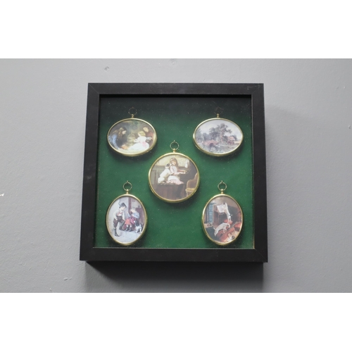 407 - Framed and Glazed Decorative Set of Five Miniature Pictures approx 10