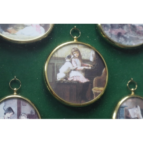 407 - Framed and Glazed Decorative Set of Five Miniature Pictures approx 10