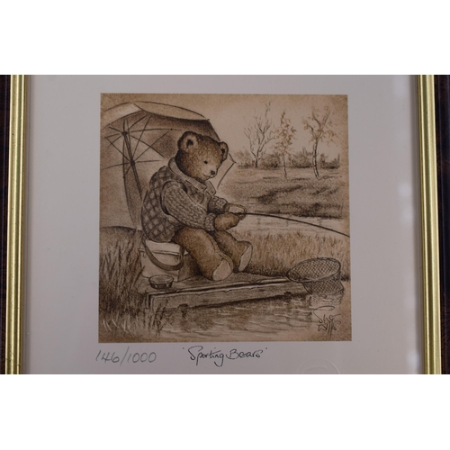 409 - Four Limited Edition Signed Sue Willis Framed and Glazed 'Sporting Bears' Prints, With Two Framed an... 