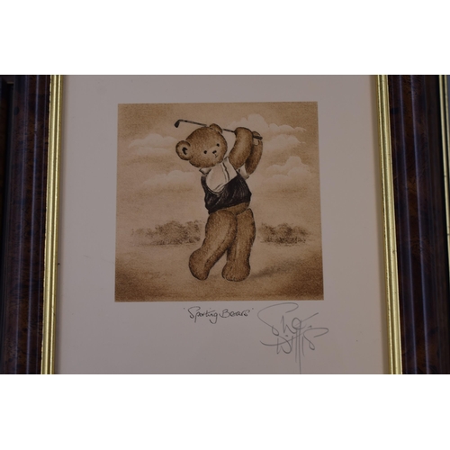 409 - Four Limited Edition Signed Sue Willis Framed and Glazed 'Sporting Bears' Prints, With Two Framed an... 